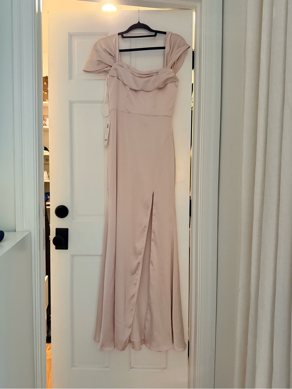 Aritzia Dusty Blush Off-Shoulder Maxi Gown